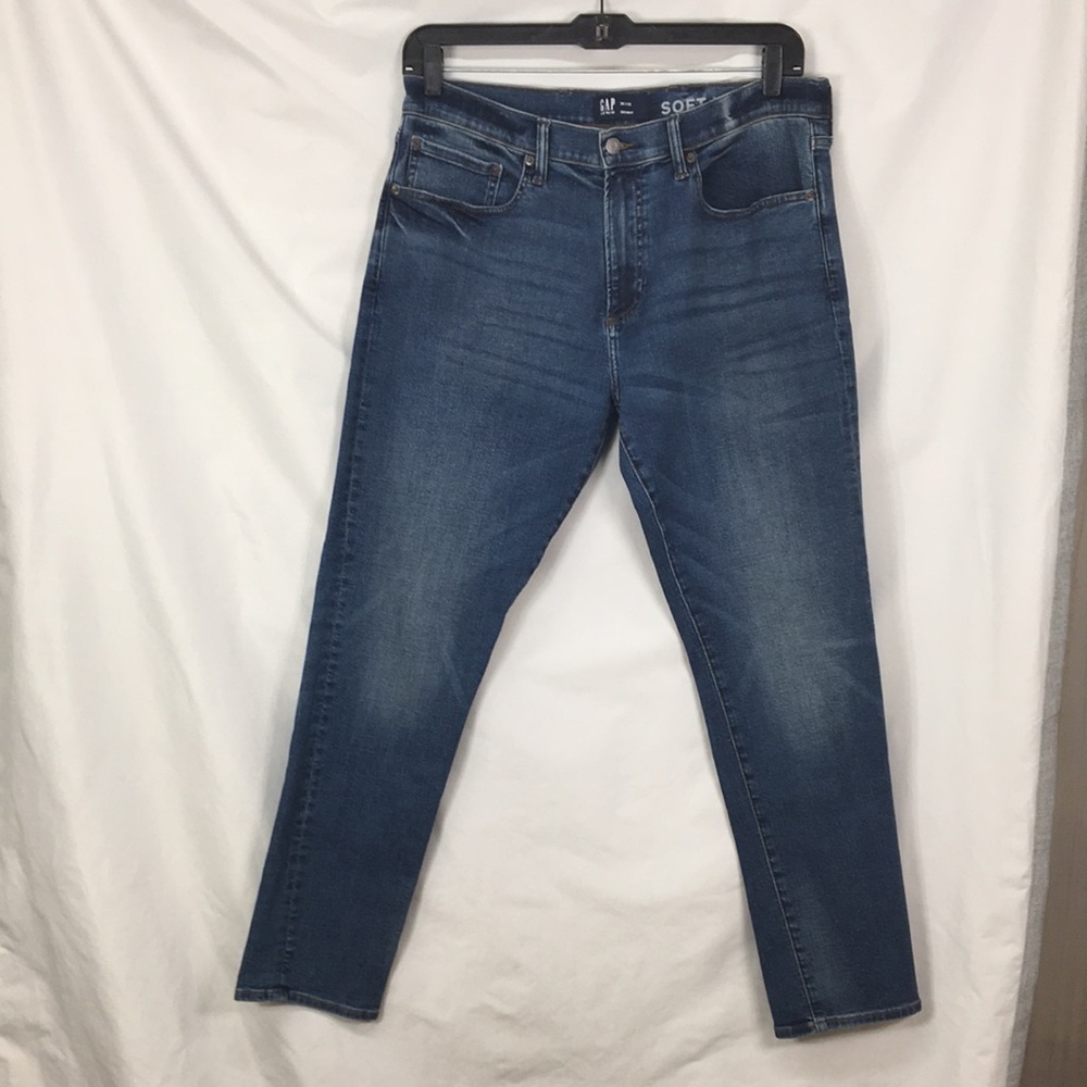 GAP Mens Denim Skinny Soft Wear Max Light Medium Wash Jeans Sz 36x32 Like-NEW